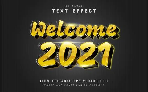 Welcome 2021 editable text effect gold color 스톡 일러스트