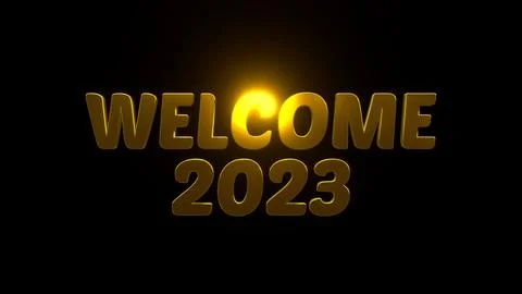 WELCOME 2023 on black background. Stock Illustration