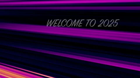 Welcome to 2025 text neon glow retro lines anime speedlines pink Stock Footage 296131502