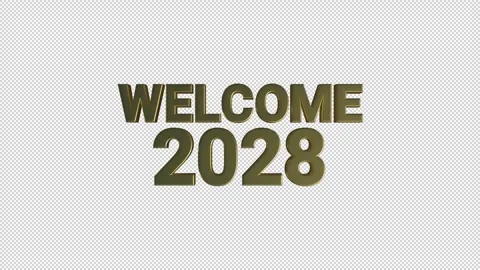 Welcome 2028 Gold Loop 3D Alpha Stock Footage 342796797