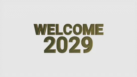 Welcome 2029 Gold Loop 3D Alpha Stock Footage 342796589