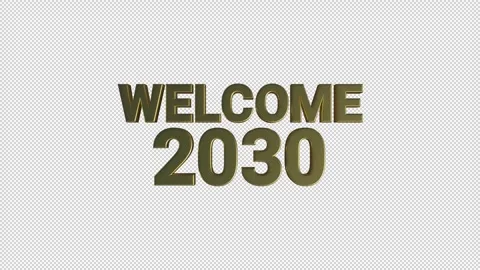 Welcome 2030 Gold Loop 3D Alpha Stock Footage 342796601