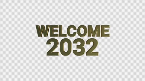 Welcome 2032 Gold Loop 3D Alpha Stock Footage 342796596