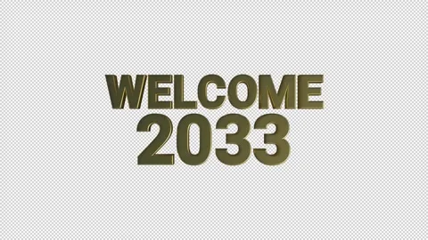 Welcome 2033 Gold Loop 3D Alpha Stock Footage 342796806