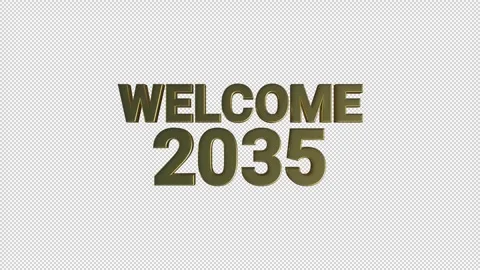 Welcome 2035 Gold Loop 3D Alpha Stock Footage 342796811