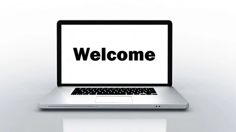 Welcome 3D Animation  Open On  Modern Laptop White Background Video stock 115197174