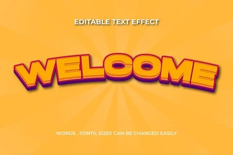 Welcome 3d editable text effect Stock Illustration