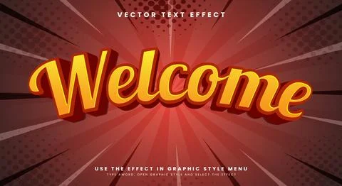 Welcome 3D Editable text effect 库存插图
