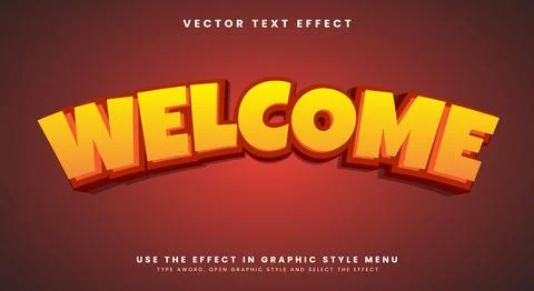 Welcome 3D Editable Text Effect Stock Illustration