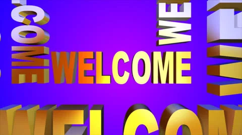 Welcome! 3D Text and background Stock Footage 24696745
