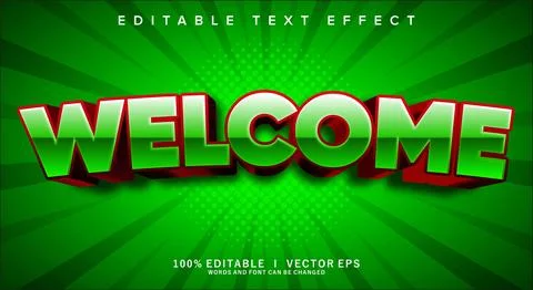 Welcome 3d vector text effect with modern style design Stock Illustration