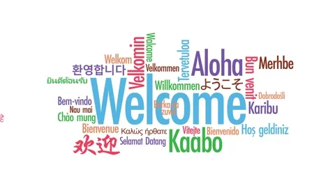 Welcome in 40+ Languages Word Cloud Animation on white background Stock Footage 310641332