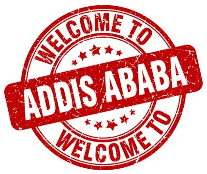 Welcome to Addis Ababa red round vintage stamp Stock Illustration