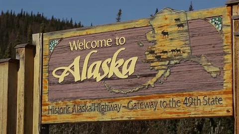 Welcome to Alaska sign Stock Footage 79322124