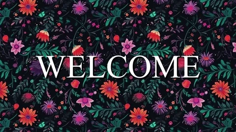 Welcome Animation with Flowers Stock Footage 264266131