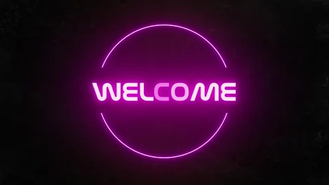 Welcome animation text with neon style on black background. Stock Footage 261941753