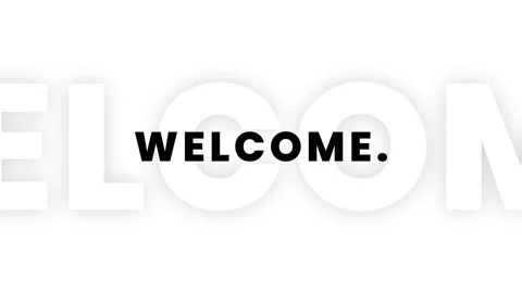 Welcome animation Widened Text on white background Stock Footage 311055099