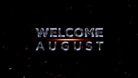 Welcome August silver metallic 3d typography design with glowing light effe.. 库存影片 343576778