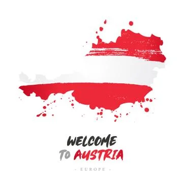 Welcome to Austria. Flag and map of the country 库存插图