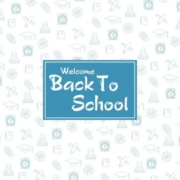 Welcome back to schoo With Seamless Pattern School icons. Illustrazione stock