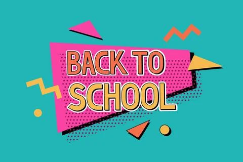 Welcome back to school abstract background. Sale banner, flyer. Flat geometri Illustrazione stock