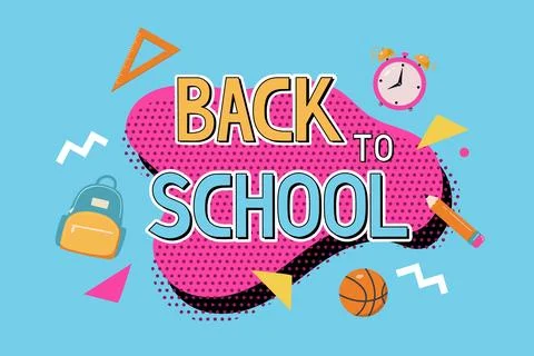 Welcome Back to school abstract geometric background. Banner, flyer with supp 库存插图