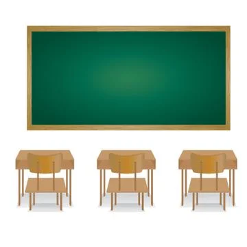 Welcome back to school and classroom. Illustration of an empty classroom. Stock Illustration