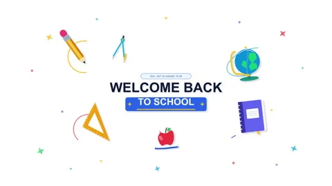 Welcome back to school animation featuring school supplies and text Stock Footage 346553974