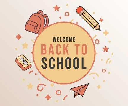 Welcome Back To School With Backpack And Pencil Stock Illustration