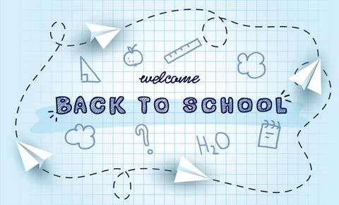 Welcome back to school banner, background Illustrazione stock