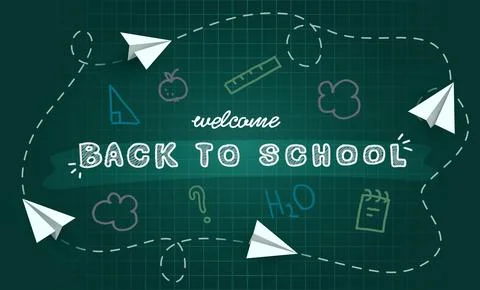 Welcome back to school banner, background Stock Illustration