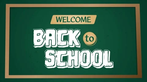 Welcome Back to School banner design with green chalkboard illustration anim Stock Footage 263690510