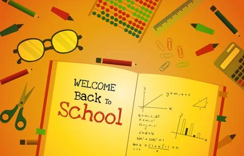 Welcome Back To School Book Study Education Concept Vector Background Stockillustratie