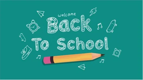 Welcome back to school chalkboard pencil animation Stock Footage 312003102