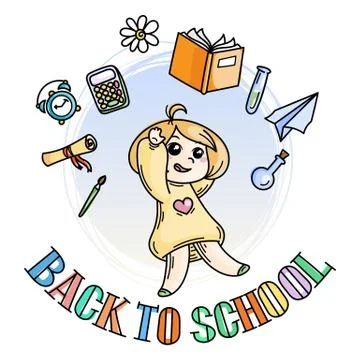 Welcome back to school. Cute school kid ready to education. Stock Illustration