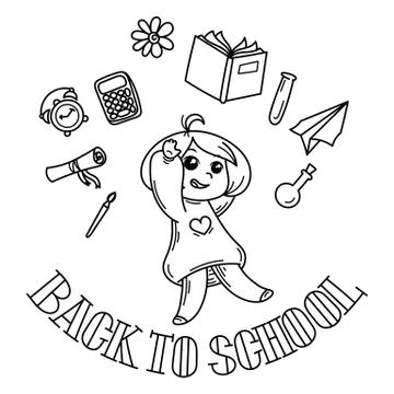 Welcome back to school. Cute school kid ready to education. Stock Illustration