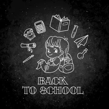Welcome back to school. Cute school kid ready to education. Stock Illustration