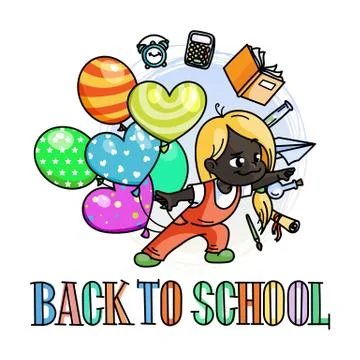 Welcome back to school. Cute school kid ready to education. Stock Illustration