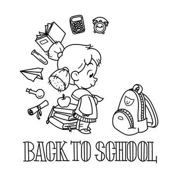 Welcome back to school. Cute school kid ready to education. Stock Illustration