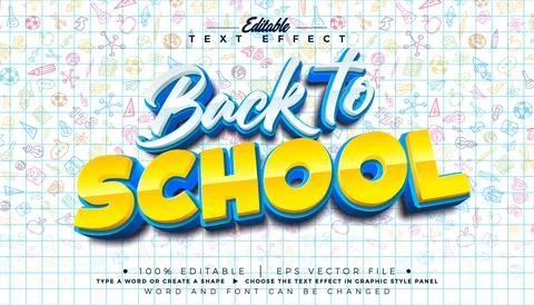 Welcome Back to School Editable Illustrator Text Effect Design Vector Graphic Stock Illustration