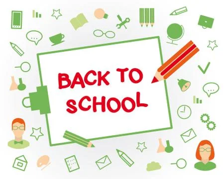Welcome back to school. Flat design objects on a white background Stock Illustration