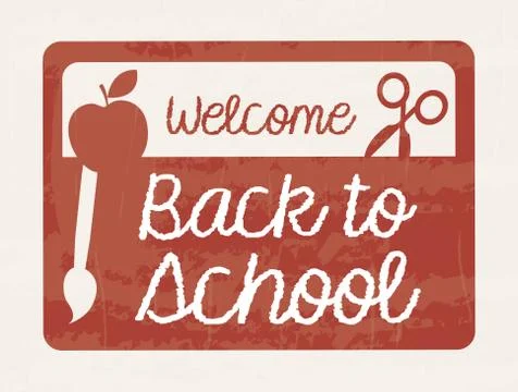Welcome back to school frame over burgundy background vector illustration Stockillustratie