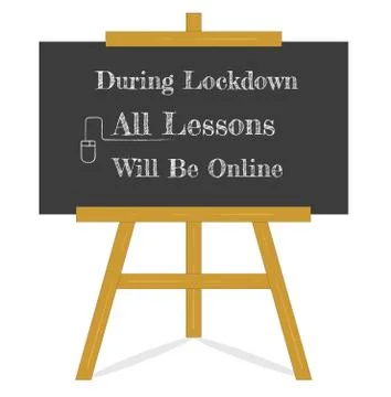 Welcome back to school message Blackboard on a wooden easel, black chalkboard Stock Illustration