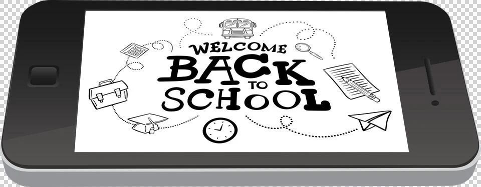 Welcome back to school message displayed on a smart phone Stock Photos