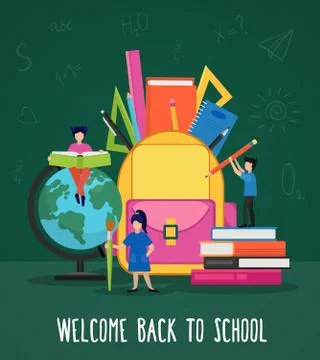 Welcome back to school poster Illustrazione stock