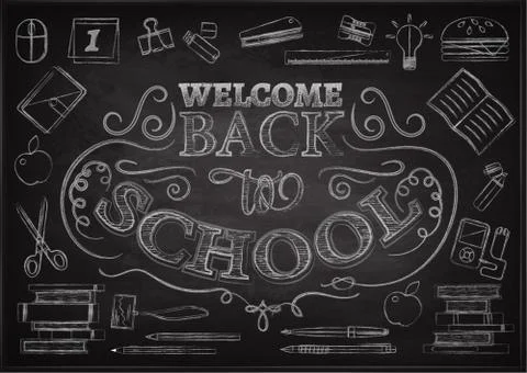 Welcome back to school sale background with red apple, vector illustration イラスト素材