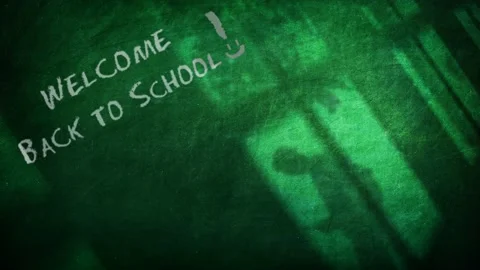 Welcome Back to School Shadows on Chalkboard 4K Loop Stock Footage 167330852