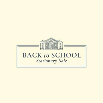 Welcome Back to School Stationary Vector Sign, Symbol or Logo Template. Building Ilustración de archivo
