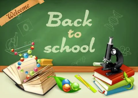 Welcome back to school. Studying and teaching, research and knowledge, vector Stock Illustration