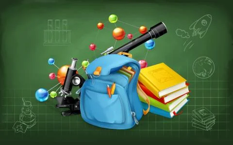 Welcome back to school. Studying and teaching, research and knowledge, vector Stock Illustration